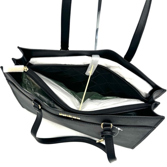 Michael Kors Large MF Pocket Shoulder Tote Bag & Continental Wallet Black/Gold - Picture 10 of 15